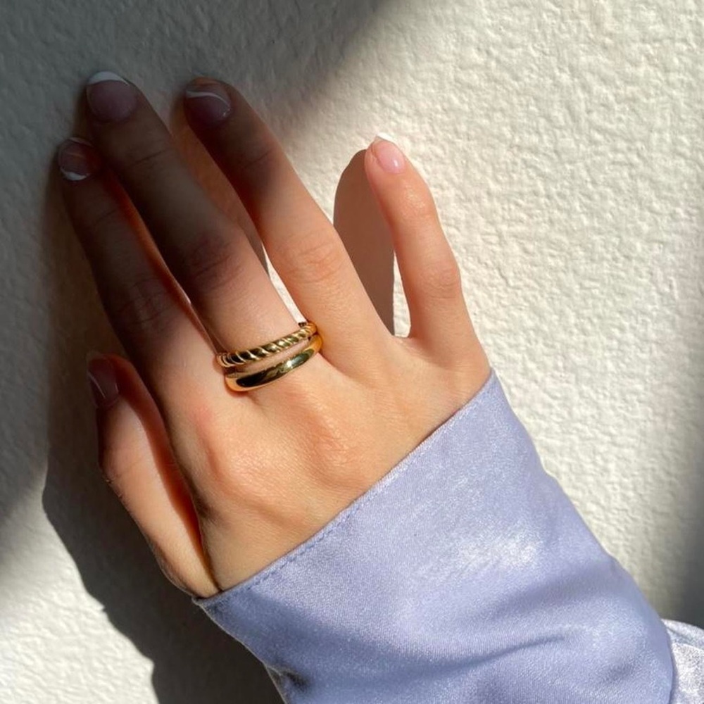 🔥SALE🔥18K Gold Stacked Twist Ring - Picture 3 of 4
